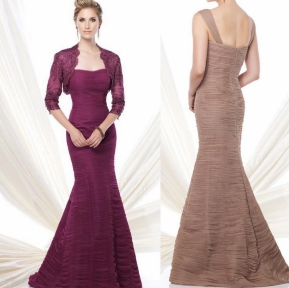 Ivonne D Mon Cheri Burgandy Fit Flare Gown Size 6 Formal Wedding Mother NWT